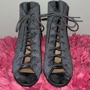 Open toe lace up shoe boots